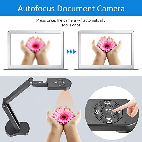 4K USB Document Camera for Teacher, 8MP Webcam & Visualiser for A3 Size with Dual Microphones, 3-Level LED Light, Image Invert, Foldable for Live Demo, Work with Windows, macOS and Chrome OS - Image 5