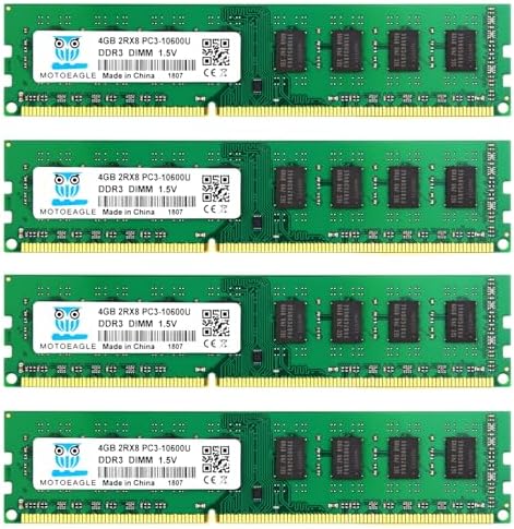 Motoeagle16GB Kit (4 X4GB) PC3-10600U DDR3 1333MHz UDIMM RAM, 4GB DDR3 DIMM Memory, CL9 1.5V 240-Pin Desktop 2RX8 by motoeagle