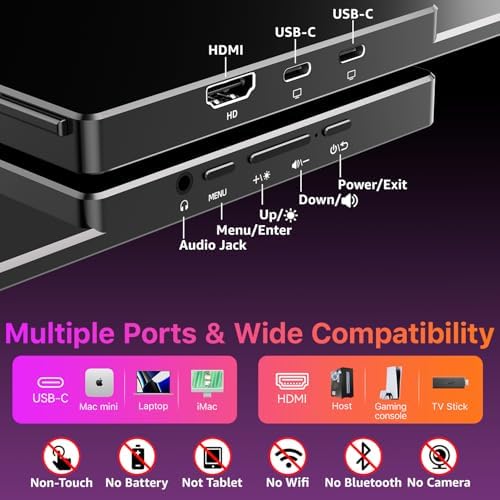 kksmart Portable Monitor for Laptop MacBook Surface PC Xbox PS5, Travel Monitor Second Screen for Laptop, HDMI USB-C VESA Compatible Built-in Speaker, 18.5inch - Image 5