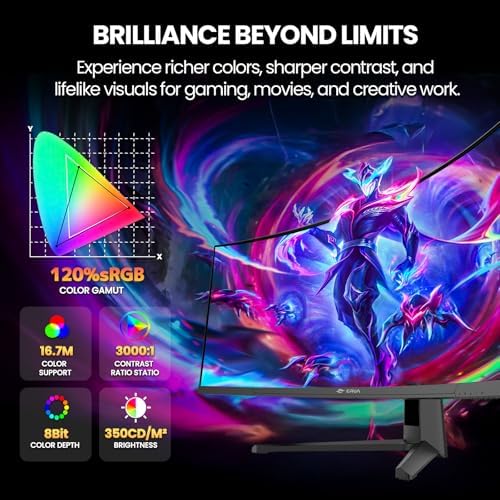CRUA 45" DQHD 240Hz Ultrawide Curved Gaming Monitor, 1500R, FreeSync, Black - Image 4