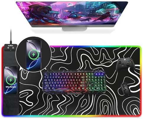 Wireless Charging Mouse Pad, RGB Gaming Desk Mat, 31.5"x15.7" by ExtreLife