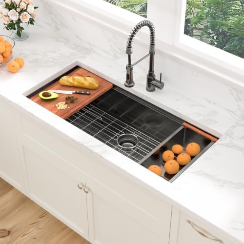 Sarlai 42 Black Undermount Kitchen Sink 42"x19" Workstation Stainless Steel - Image 3