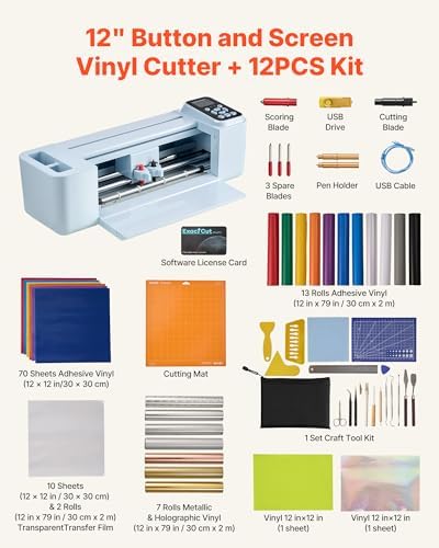 VEVOR Vinyl Cutting Machine, 12 in, Button and Screen Controlled Vinyl Cutter with Materials and Tool Kit, 20000+ Built-in Design Resources, Compatible with Mac, Windows, Android and iOS, for Crafts - Image 2