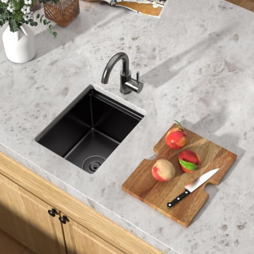 12x15 Inch Undermount Bar Sink, Workstation Gunmetal Black Bar Sink - Image 3