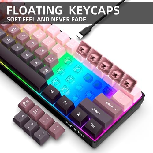 Snpurdiri 60% Wired Gaming Keyboard, Pink-Black - Image 5