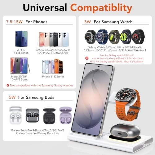Wireless Charger for Samsung Charging Station, Foldable & Nightlight - Image 3