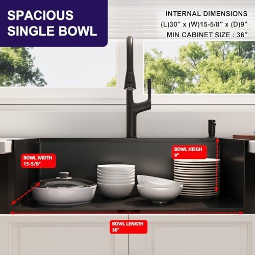 33 Inch Black Drop In Single Bowl Workstation Handmade Kitchen Sink - Image 5