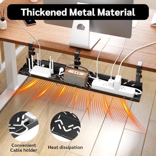 CABTE Under Desk Cable Management Tray with Power Outlet - Image 3