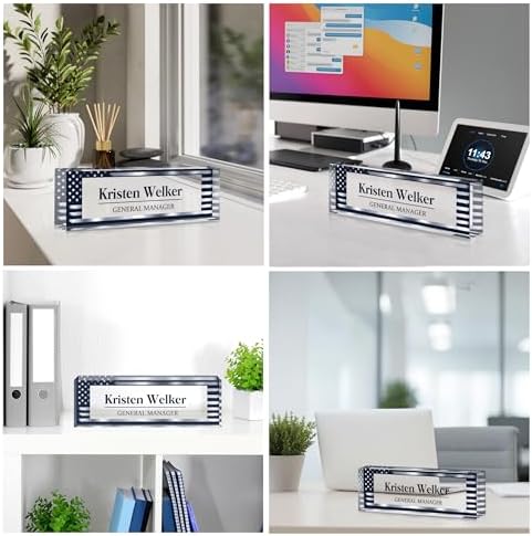 Custom Name Plate for Desk, Personalized Desk Name Plate on Clear Acrylic Glass, Appreciation Gifts for Teacher Employee Boss Coworkers Nurse, Office Desk Accessories for Women Men (Navy Blue) - Image 2