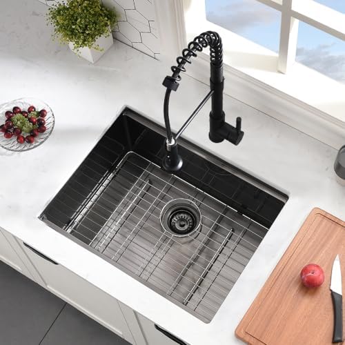 24 Inch Undermount Kitchen Sink Black - Image 3