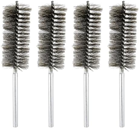 HARFINGTON 4pcs Wire Bore Brush Set 8 Inch Length 1.6 Inch Shank Stainless Steel Bristles Cleaning Brush for Clean Car Part Tube Kitchen Garage by HARFINGTON