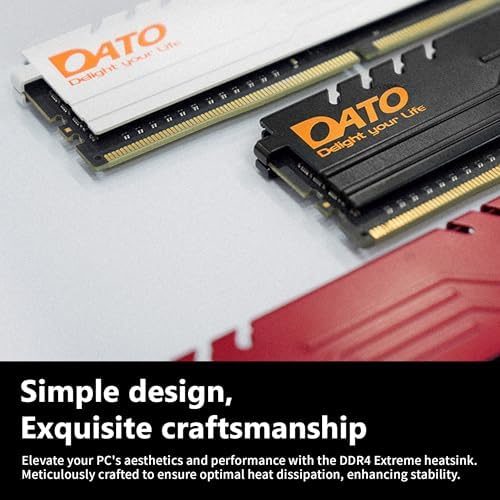 DATO 16GB RAM (8GBx2), DDR4 Up to 3200MHz with Heatsink, PC4-25600 CL16 1.35V XMP 288-Pin Non-ECC UDIMM, Desktop Memory Module for Gaming, Extreme Black - Image 3