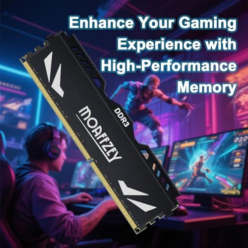 8GB DDR3 RAM 1600MHz PC3-12800 CL11 Desktop Computer Memory, 240-Pin 1.5V 2Rx8 Dual Rank Non-ECC Unbuffered PC Computer RAM Stick Upgrade - Black - Image 3