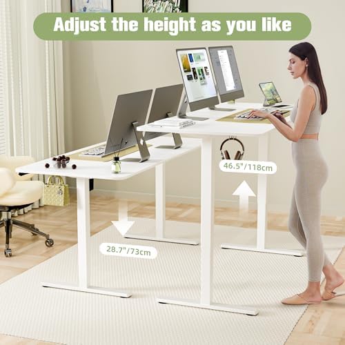 ERGOMAKER 63"x28" Standing Desk, Height Adjustable Sit-Stand Office, White - Image 4