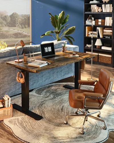FLEXISPOT EN1 One-Piece Standing Desk, Electric Adjustable with 4 Memory Presets, 176 LBS Capacity, Stable & Quiet, Seamless Desktop for Home Office & Dual Monitors, 48"x30" Rustic Brown - Image 2