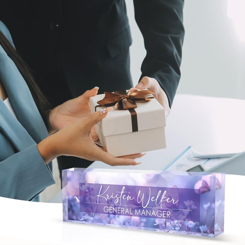 Desk Name Plate Personalized Name Plate for Desk, Office Desk Decor, 3D Style Personalized Plaque Name Plates for Desks Custom Appreciation Gifts for Boss Lady Employee Coworkers (Fantasy Purple) - Image 6