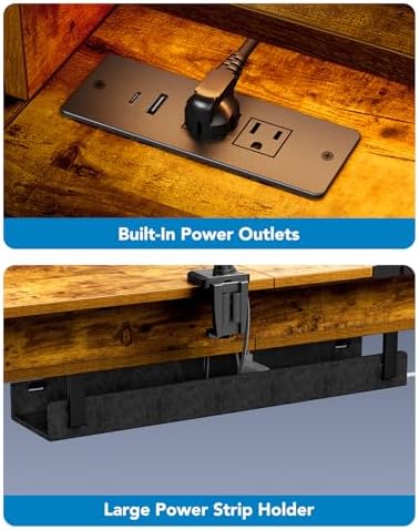 HUANUO 65″ L Shaped Standing Desk with 3 Drawers, Adjustable, Vintage Brown - Image 4