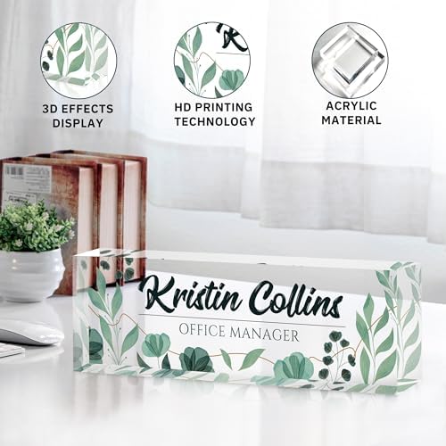 Custom Name Plate for Desk, Personalized Desk Name Plate on Clear Acrylic Glass, Appreciation Gifts for Teacher Employee Boss Coworkers Nurse, Office Desk Accessories for Women Men (Olive) - Image 5