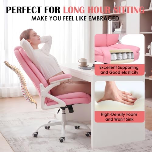 Pink Office Chair With 3 Way Adjustable Armrest Executive Office Chair - Image 6