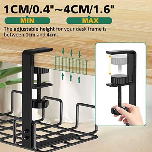 Under Desk Cable Management Tray No Drill Steel 15.7" - Image 3