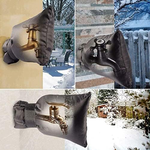 Outdoor Faucet Covers for Winter - 4 Pack Pro 6.7" W x 8.3" H Outdoor Water Faucet Cover Socks for Winter Freeze Protection Pipe Insulation Reusable Waterproof Insulated Spigot backflow Cover,Black - Image 4