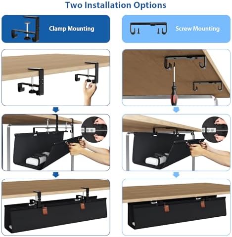 Zilink Under Desk Management Tray Desk Cable Organizer 30 inch, Black - Image 2