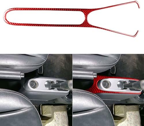 Car Center Console Shifter Outer Panel Handbrake Frame Sticker Real 3K Red Carbon Fiber Decoration Interior Accessories Trim Compatible with Benz Smart Fortwo 2011 2012 2013 2014 2015 - Image 2