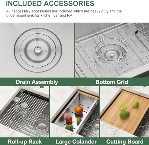 32 Inch Undermount Kitchen Sink Workstation with Accessories - Image 4