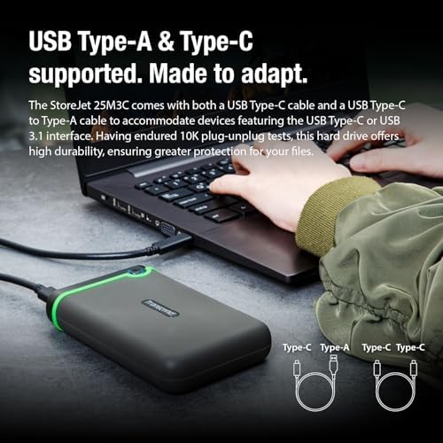 Transcend 4TB StoreJet 25M3 Rugged Portable HDD, One Touch Backup - Image 6