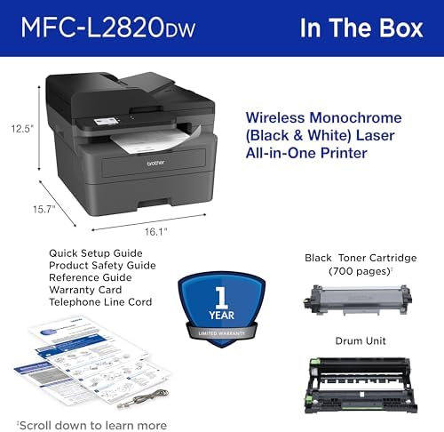 Brother MFC-L2820DW Wireless Compact Monochrome All-in-One Laser Printer with Copy, Scan and Fax, Duplex, Black & White | Includes Refresh Subscription Trial(1),(Renewed Premium) - Image 7