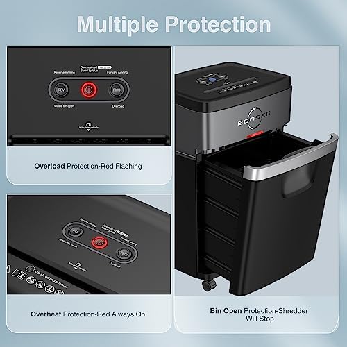 BONSEN 20-Sheet Cross-Cut P-4 High Security Heavy Duty Paper Shredder - Image 6
