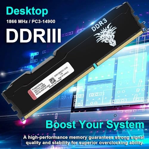Yongxinsheng 16GB (8GBx2) DDR3 1866MHz (PC3 14900) CL13 Desktop Memory 240Pins 1.5V Non-ECC Unbuffered Ddr3 UDIMM RAM - Black - Image 3