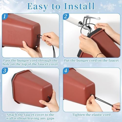 1 Pack 2026 Upgrade Extra Large Outdoor Faucet Cover for Winter Freeze Protection 8.5x7x5.5in Thick Plastic Foam Hose Bib Spigot Cover Winter Insulated with Reflective Strips (Red) - Image 4