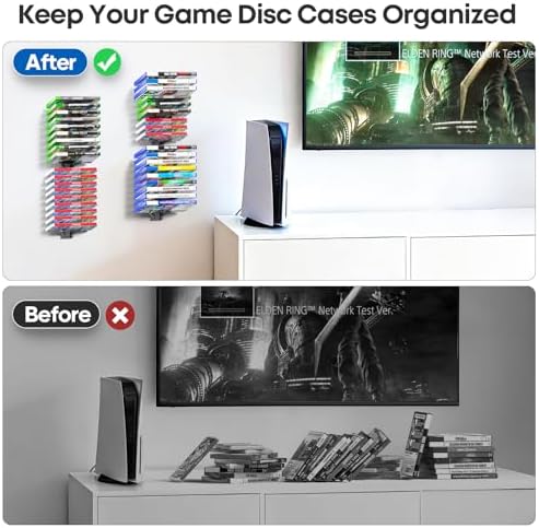 Video Game Storage Wall Mount for Switch/PS5/PS4/Switch2/XBX Game Case Holder, Gaming Shelf Mount Gamecase Organizer Up to 36PCS, Wall-Mounted Gaming Display Stand Tower for Gift, 4 Pack, Black - Image 4