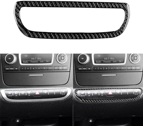 Real Black Carbon Fiber Car Center Console Seat Heating Button Control Button Panel Decoration Sticker Compatible with Benz Smart Fortwo 2011 2012 2013 2014 2015 Auto Interior Accessories 1pc - Image 2