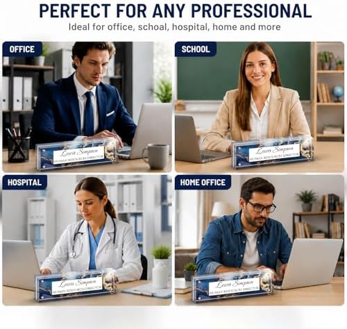 Custom Name Plate for Desk, Office Desk Double sided pattern Name Plate Personalized Office Desk Decor for Women and Men, Teacher Nurse Boss Employee Appreciation Gifts (Deep blue marble, UV pattern) - Image 4