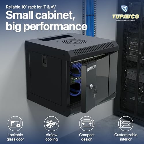 10 inch Mini Network Rack Cabinet - 4U Vented w/ 9 in Depth - Tupavco TP434 - Image 2
