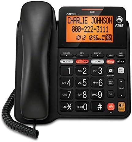 AT&T CD4930 Black Corded Phone with Digital Answering System, Caller ID, Extra-Large Tilt Backlit Display & Big Buttons - Image 2