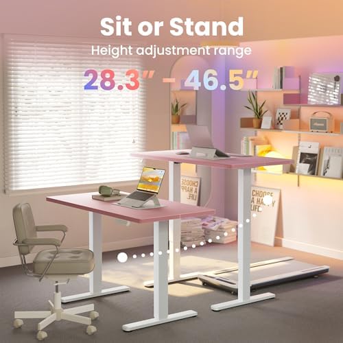 HUANUO 55x28 Inch Electric Standing Desk, Height Adjustable, Pink - Image 4
