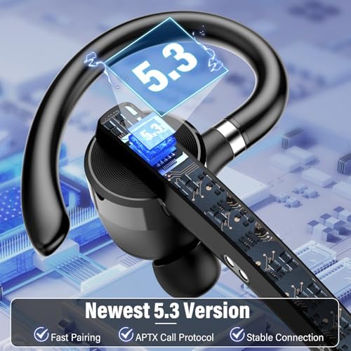Bluetooth Headset, 90Hrs Bluetooth 5.3 Earpiece, APTX HD Audio, Mute Button - Image 6