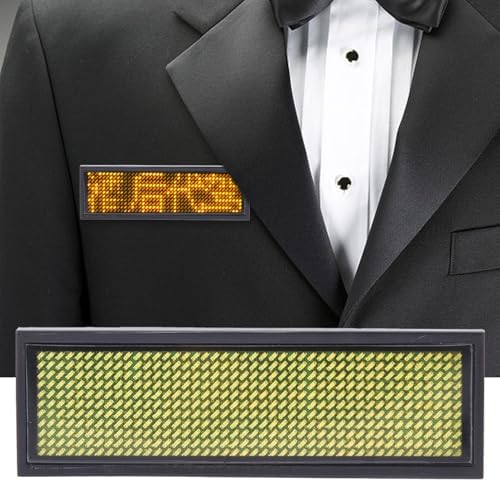 LED Scrolling Name Badge Electronic Message Display Tag Customizable 11x44 Dot Business Hospitality Retail ABS Plastic Blue Yellow White 93x30x6mm (Yellow) - Image 3