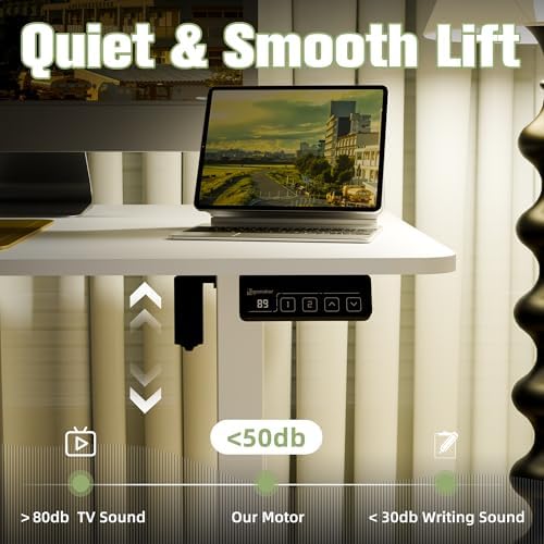 ERGOMAKER 63"x28" Standing Desk, Height Adjustable Sit-Stand Office, White - Image 6