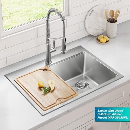 KRAUS Fairlane 30 in Drop In/Top Mount Workstation Single Bowl 18-Gauge Stainless Steel Kitchen Sink with Accessories, KWT610-30 - Image 4