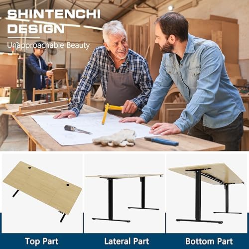 Shintenchi Standing Desk, 71x31 Inch Height Adjustable Electric Sit Stand up Desk, Ergonomic Rising Computer Table, Modern Lift Gaming Desk Workstation for Home Office, Walnut and Black - Image 5