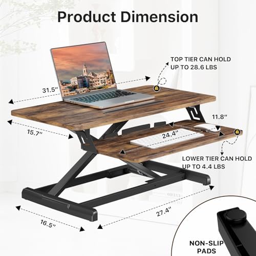 JOY worker Standing Desk Converter, 32" Height Adjustable Sit Stand Riser - Image 2