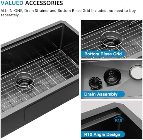 36"x19" Gunmetal Black Undermount Kitchen Sink Ledge Workstation - Image 7
