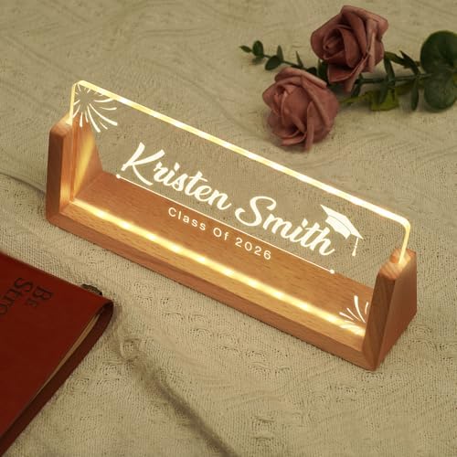 Custom Name Plate for Desk, Personalized Light Up Acrylic Desk Name Plate, Personalized Graduation Gifts 2026 for Him Her, Class of 2026 Graduate Gift, High School College Grad Gift (Design10-Graduation) - Image 4
