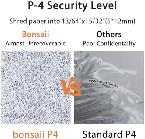 Bonsaii Micro Cut Shredder, Portable with a Convenient Handle, shredding up to 12 Sheets, P-4 Security Level, 60 Min Continuous, CD/Credit Card, Jam-Proof, 4.2 Gal Bin, White/Gray - Image 6
