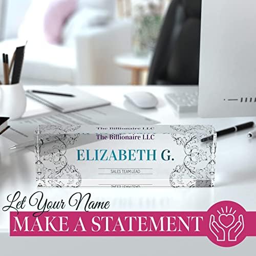 Desk Name Plate Personalized, Custom Name Plates 2½/x8 Inches, Thick Crystal-Clear Acrylic, Gift Box, Office Desk Decor. USA Made by ACRYLUXE (Belvedere) - Image 4