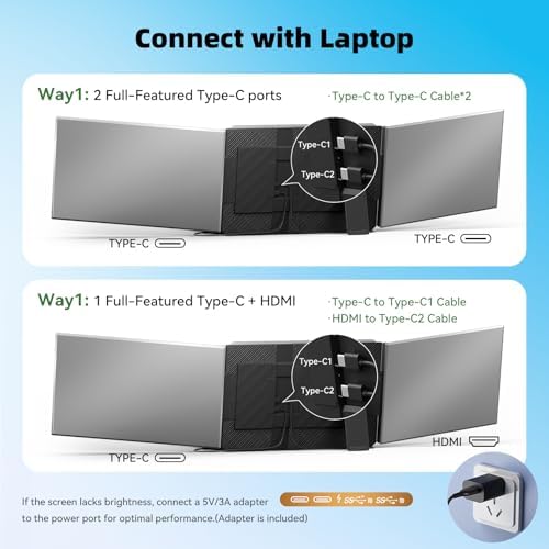 Laptop Screen Extender 15.6", IPS Plug&Play Portable Monitor for Laptop, FHD 1080P Triple Monitor Extender, Ultra-Slim Travel Extended Screen for Business Work Study - Image 4